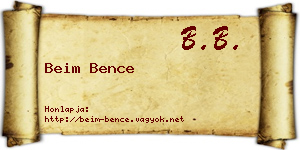 Beim Bence névjegykártya